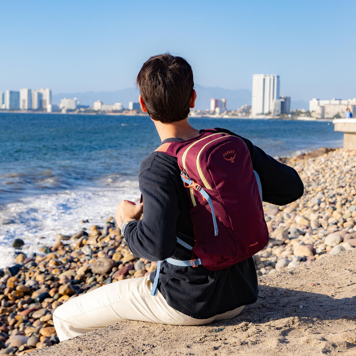 Osprey Daylite Backpack Moody Burgundy-Blue Spikemoss/Alkaline-Black-Cascade Blue/Latte Brown #- 53 Degrees North