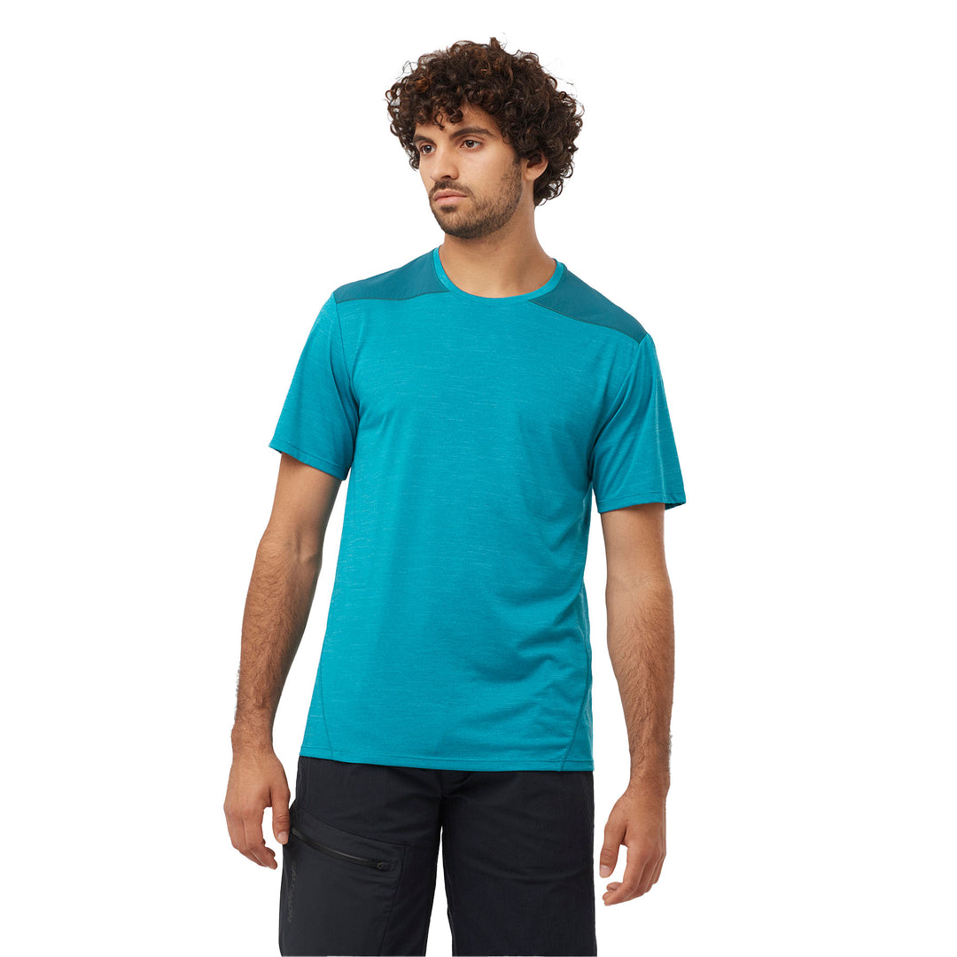 Salomon Men's Outline Short Sleeve T-shirt #color_deep-dive-tahitian-tide