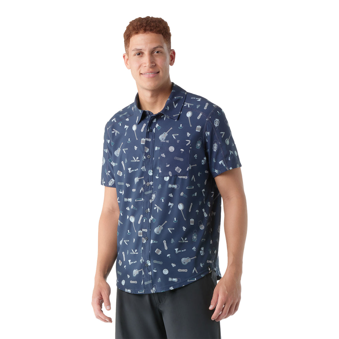 Smartwool Men's Everyday Short Sleeve Button Down Shirt #color_deep-navy-gone-camping