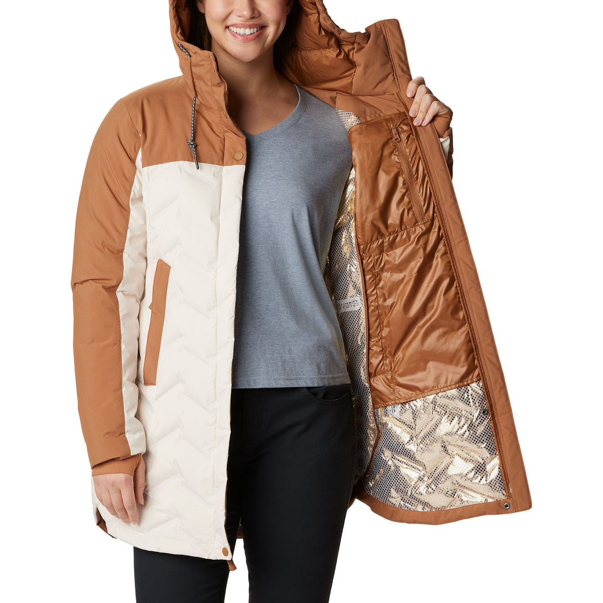 Columbia Women's Mountain Croo II Mid Down Jacket Chalk/Camel Brown / X-Small-Chalk/Camel Brown / Small-Chalk/Camel Brown / Medium-Chalk/Camel Brown / Large-Chalk/Camel Brown / X-Large #- 53 Degrees North