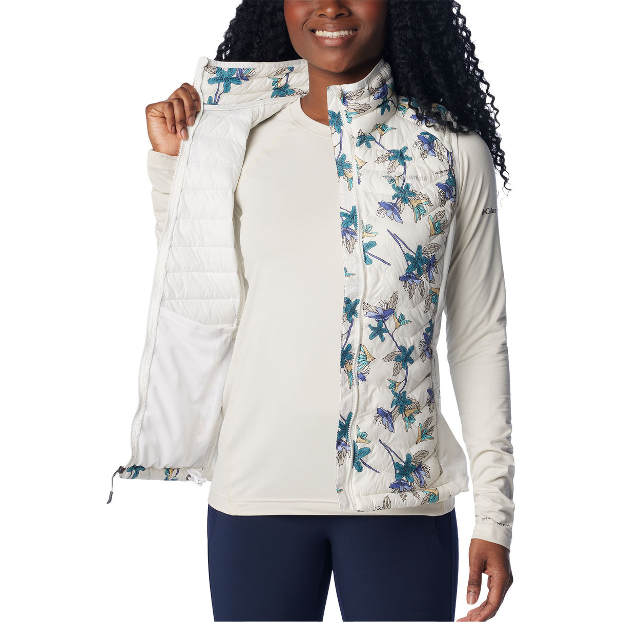 Columbia Women's Powder Pass Vest Sea Salt Tiger Lilies / X-Small-Sea Salt Tiger Lilies / Small-Sea Salt Tiger Lilies / Medium-Sea Salt Tiger Lilies / Large-Sea Salt Tiger Lilies / X-Large #- 53 Degrees North