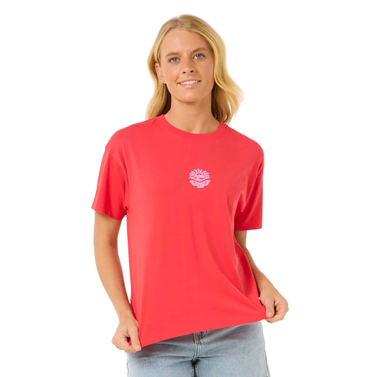 Ripcurl Women's Icons Of Surf Relaxed T-Shirt Hibiscus Red / X-Small-Hibiscus Red / Small-Hibiscus Red / Medium-Hibiscus Red / Large-Hibiscus Red / X-Large - 53 Degrees North