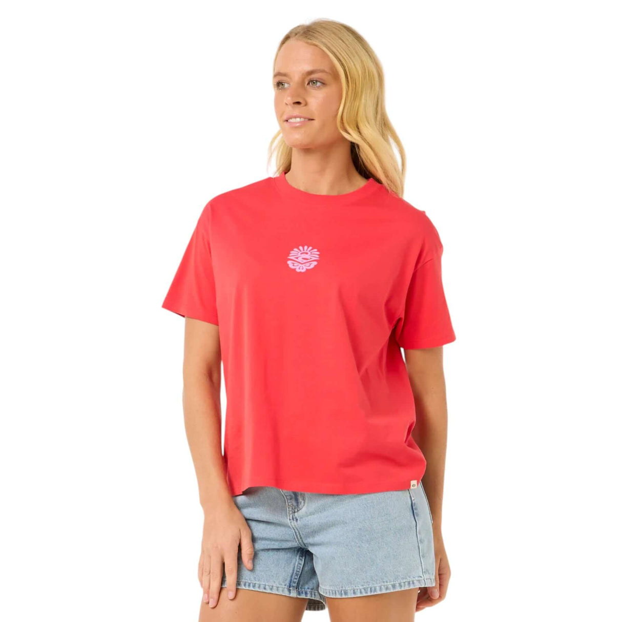 Ripcurl Women's Icons Of Surf Relaxed T-Shirt Hibiscus Red / X-Small-Hibiscus Red / Small-Hibiscus Red / Medium-Hibiscus Red / Large-Hibiscus Red / X-Large - 53 Degrees North