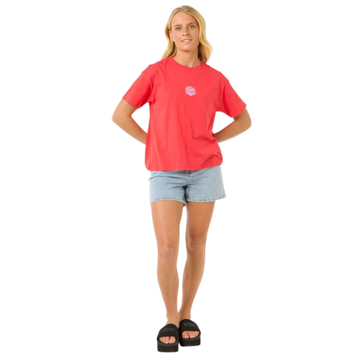 Ripcurl Women's Icons Of Surf Relaxed T-Shirt Hibiscus Red / X-Small-Hibiscus Red / Small-Hibiscus Red / Medium-Hibiscus Red / Large-Hibiscus Red / X-Large - 53 Degrees North