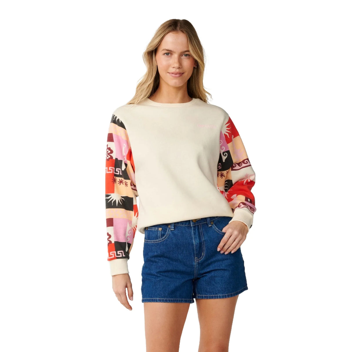 Women's Party Wave Printed Sleeve Crew