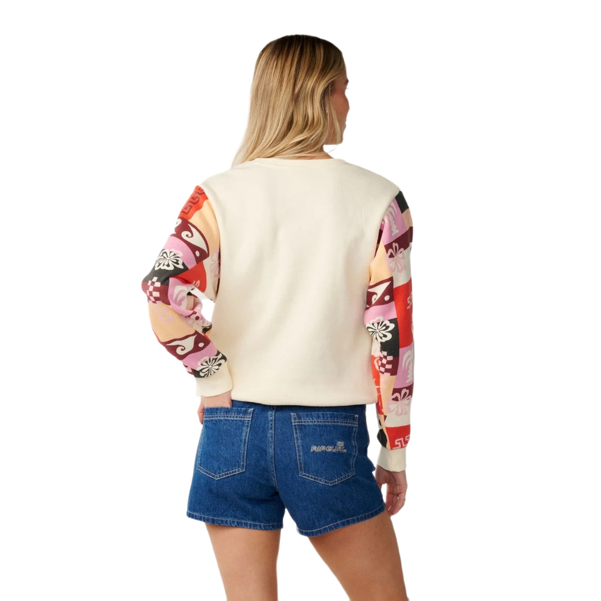 Women's Party Wave Printed Sleeve Crew