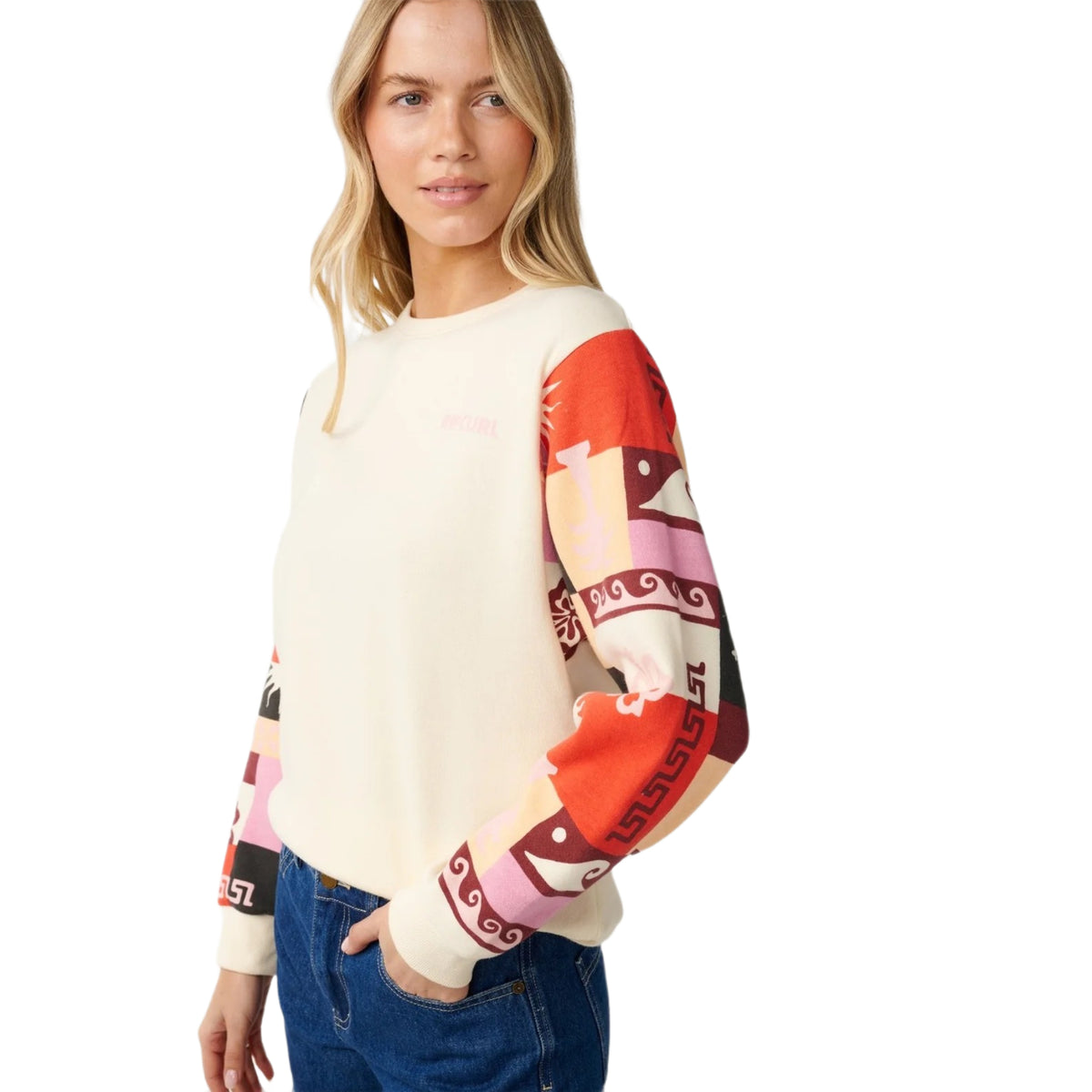 Women's Party Wave Printed Sleeve Crew