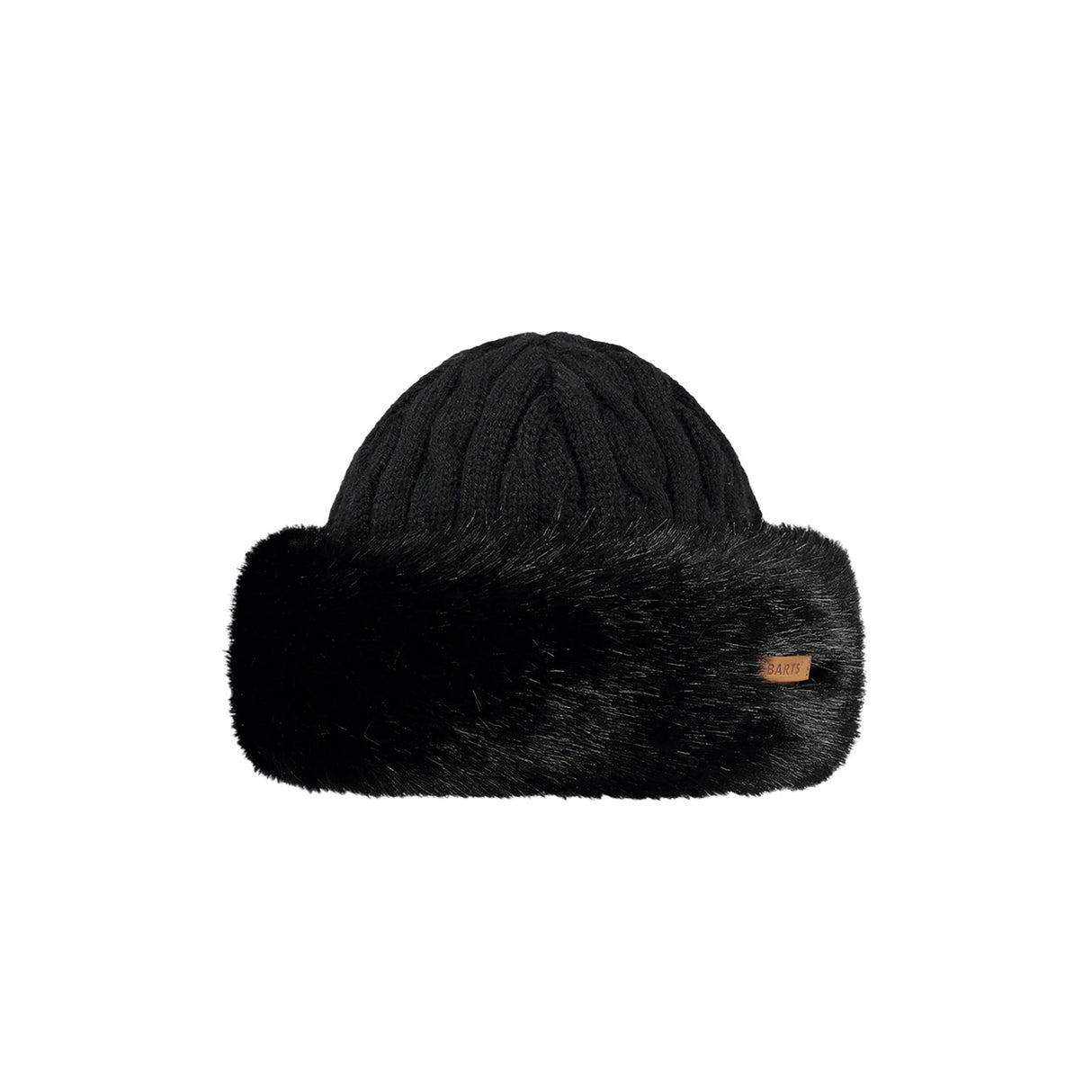 Barts Fur Cable Bandhat Black-White-Heather Brown #- 53 Degrees North
