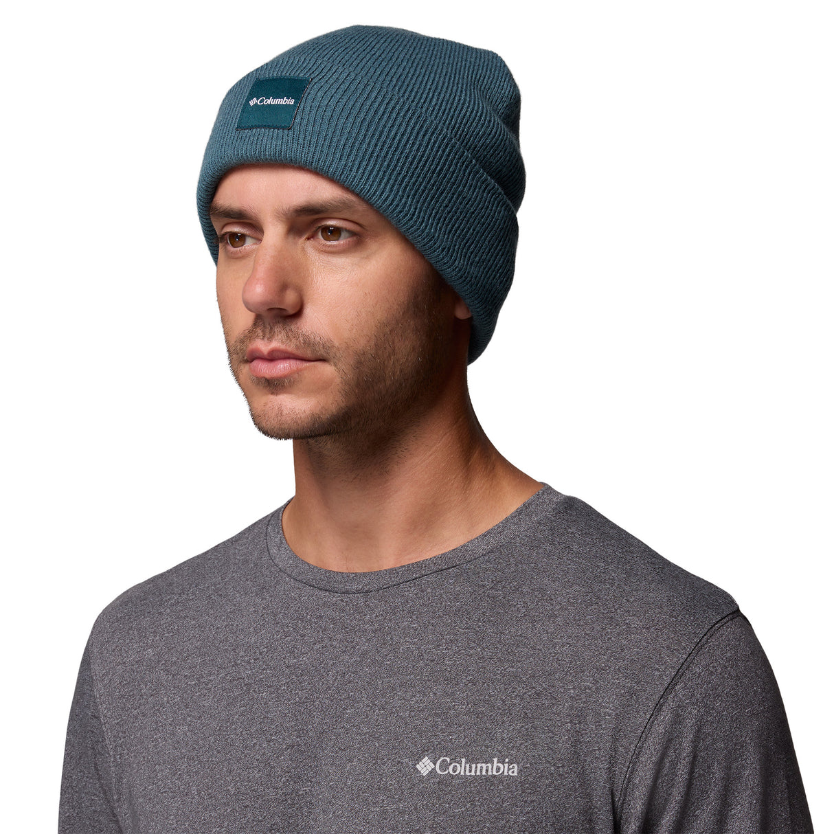 Columbia City Trek Heavyweight Beanie Dark Stone-Everblue-Shale Purple-Neon Light-Compass Blue/Icons #- 53 Degrees North
