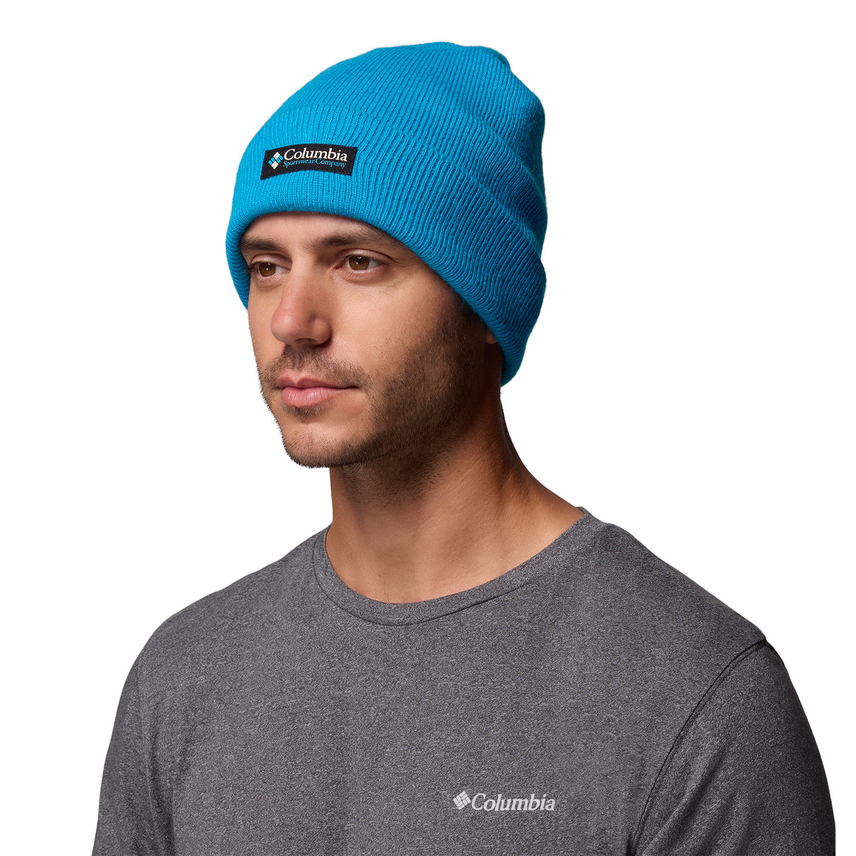 Columbia City Trek Heavyweight Beanie Dark Stone-Everblue-Shale Purple-Neon Light-Compass Blue/Icons #- 53 Degrees North
