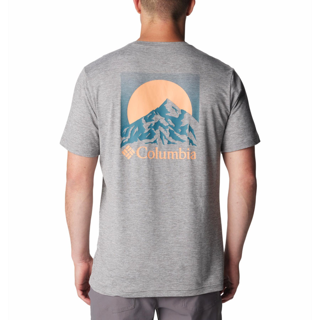 Columbia Men's Kwick Hike Back Graphic Short Sleeve Tee #color_boulder-heather-moonscape
