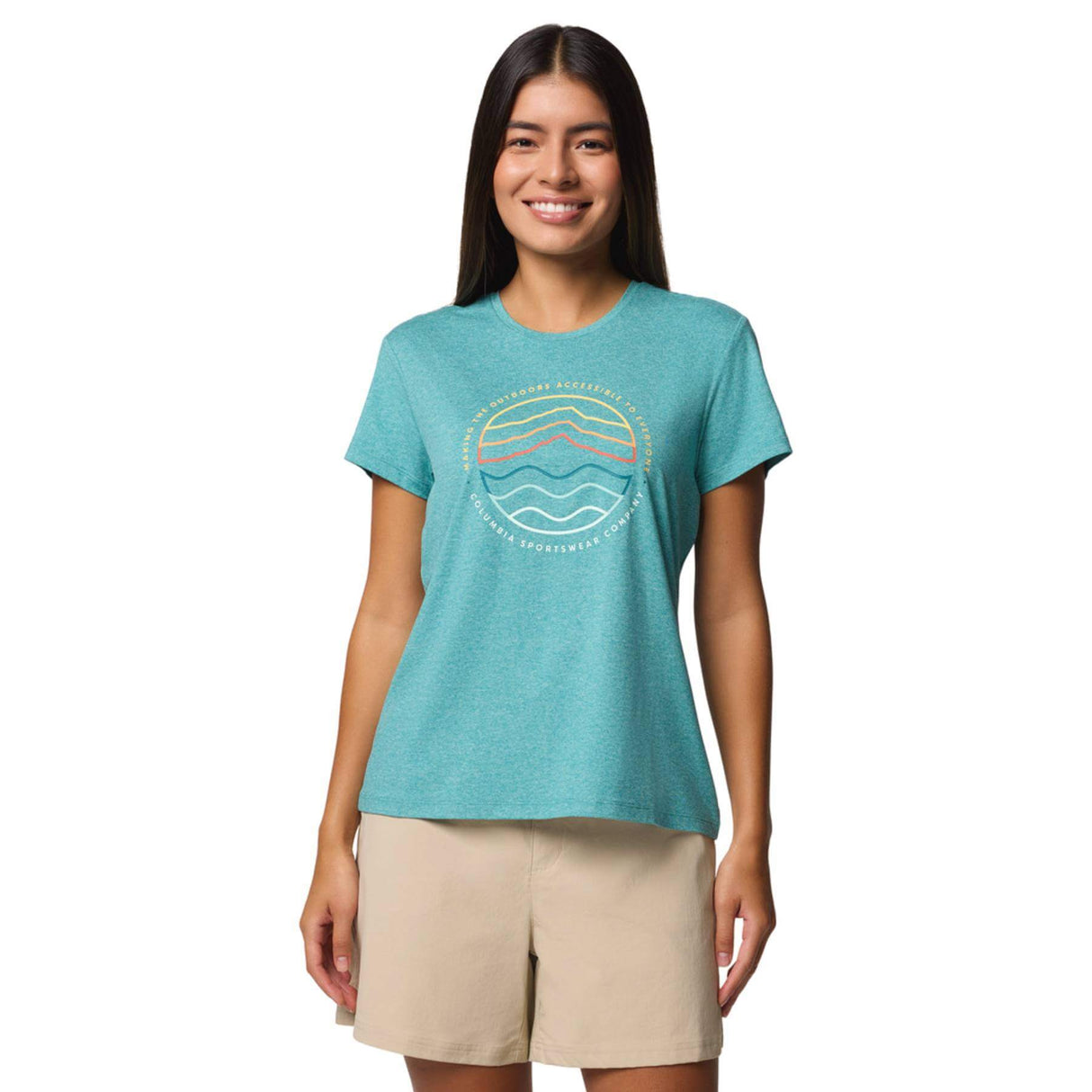 Columbia Women's Sloan Ridge Technical T-Shirt Teal/Find Your Trail / X-Small-Teal/Find Your Trail / Small-Teal/Find Your Trail / Medium-Teal/Find Your Trail / Large-Teal/Find Your Trail / X-Large #- 53 Degrees North