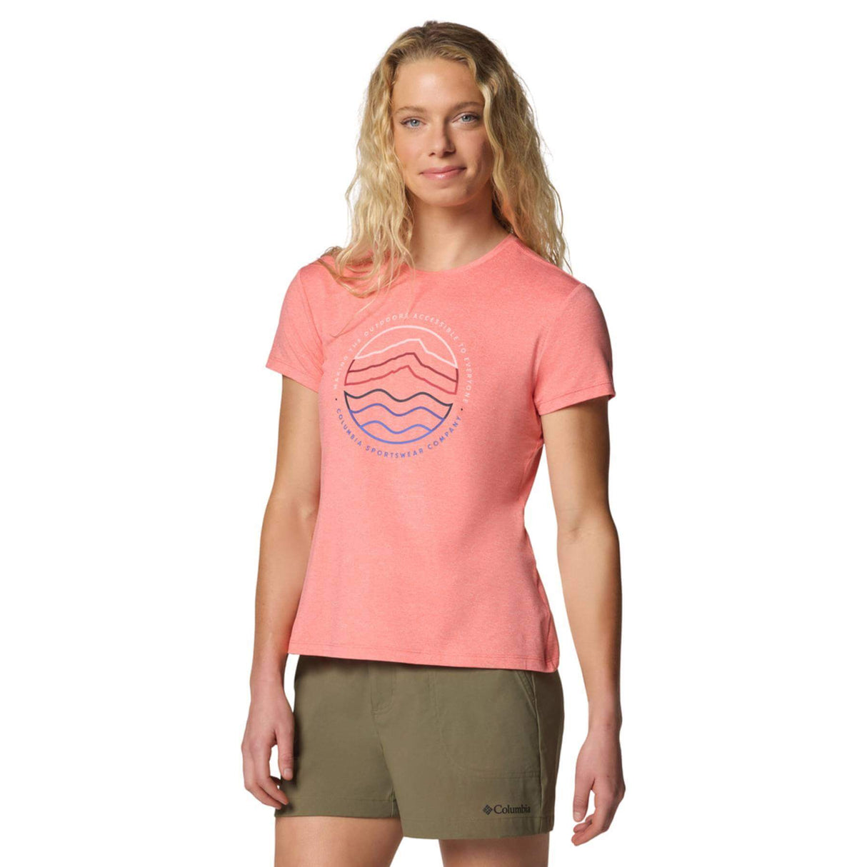 Columbia Women's Sloan Ridge Technical T-Shirt Teal/Find Your Trail / X-Small-Teal/Find Your Trail / Small-Teal/Find Your Trail / Medium-Teal/Find Your Trail / Large-Teal/Find Your Trail / X-Large #- 53 Degrees North