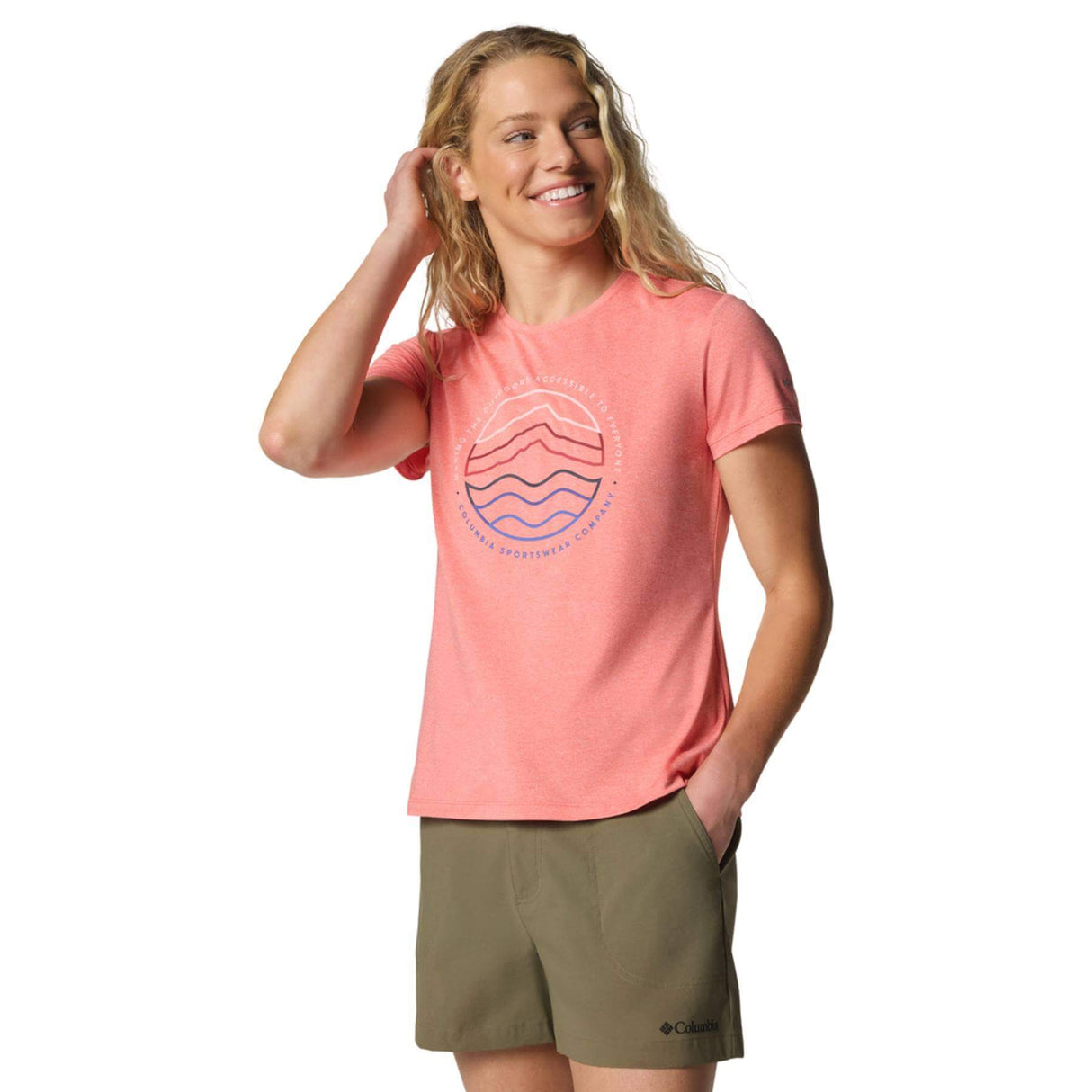 Columbia Women's Sloan Ridge Technical T-Shirt Teal/Find Your Trail / X-Small-Teal/Find Your Trail / Small-Teal/Find Your Trail / Medium-Teal/Find Your Trail / Large-Teal/Find Your Trail / X-Large #- 53 Degrees North