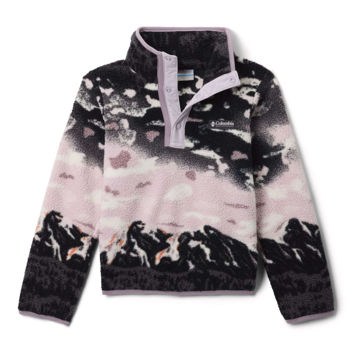 Columbia Kids' Helvetia II Printed Half Snap Fleece Pullover Shale Purple Sisters/Lavender Pearl / Age 4-5-Shale Purple Sisters/Lavender Pearl / Age 6-7-Shale Purple Sisters/Lavender Pearl / Age 8-9-Shale Purple Sisters/Lavender Pearl / Age 10-12-Shale Purple Sisters/Lavender Pearl / Age 14-16 #- 53 Degrees North