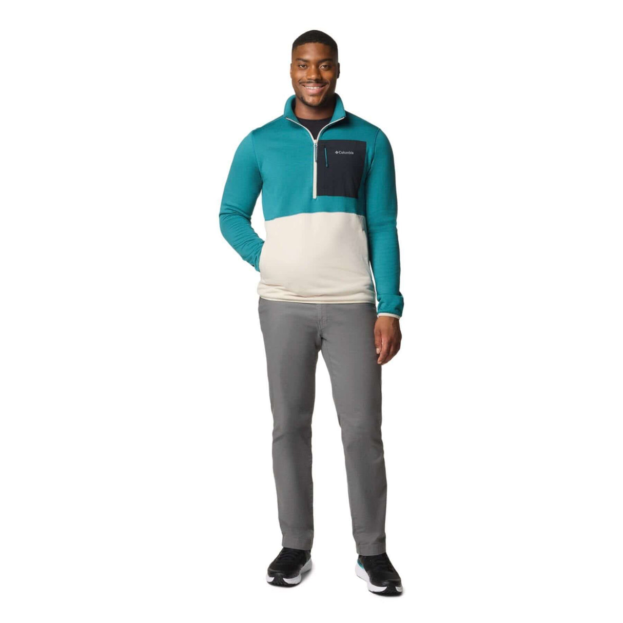 Columbia Men's Columbia Hike II Technical Half Zip Fleece Pullover River Blue/Dark Stone/Black / Small-River Blue/Dark Stone/Black / Medium-River Blue/Dark Stone/Black / Large-River Blue/Dark Stone/Black / X-Large-River Blue/Dark Stone/Black / XX-Large #- 53 Degrees North