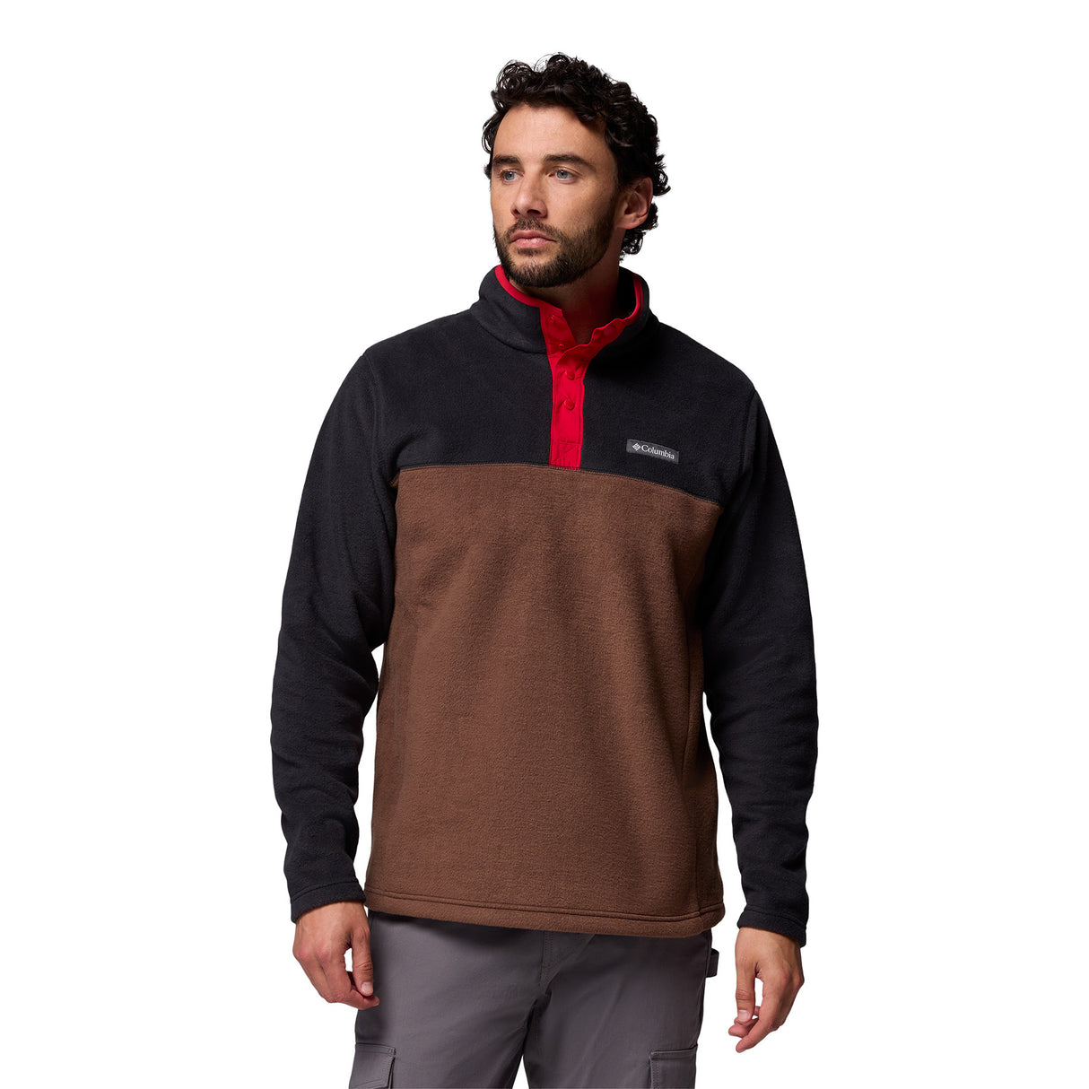 Columbia Men's Steens Mountain II Half Snap Fleece Pullover Tobacco/Black/Mtn Red / Small-Tobacco/Black/Mtn Red / Medium-Tobacco/Black/Mtn Red / Large-Tobacco/Black/Mtn Red / X-Large-Tobacco/Black/Mtn Red / XX-Large #- 53 Degrees North