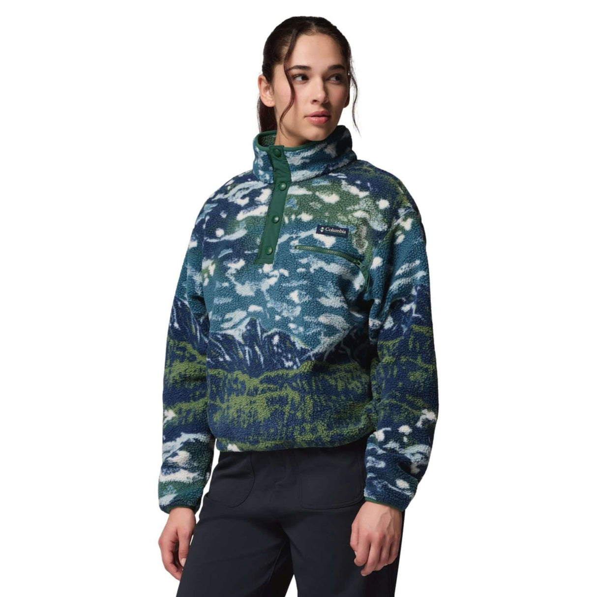 Columbia Women's Helvetia II Printed Cropped Half Snap Fleece Tobacco Sisters/Dark Stone / X-Small-Tobacco Sisters/Dark Stone / Small-Tobacco Sisters/Dark Stone / Medium-Tobacco Sisters/Dark Stone / Large-Tobacco Sisters/Dark Stone / X-Large #- 53 Degrees North