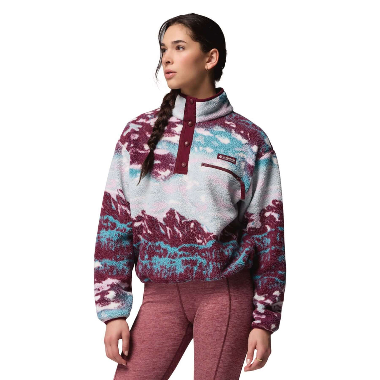 Columbia Women's Helvetia II Printed Cropped Half Snap Fleece Tobacco Sisters/Dark Stone / X-Small-Tobacco Sisters/Dark Stone / Small-Tobacco Sisters/Dark Stone / Medium-Tobacco Sisters/Dark Stone / Large-Tobacco Sisters/Dark Stone / X-Large #- 53 Degrees North