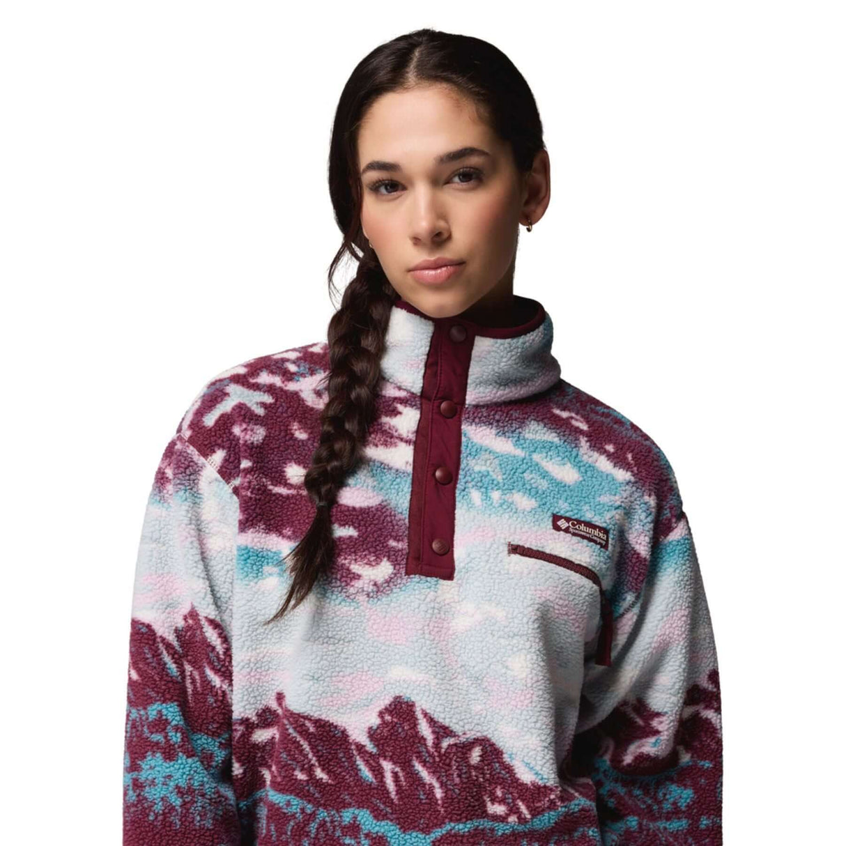 Columbia Women's Helvetia II Printed Cropped Half Snap Fleece Tobacco Sisters/Dark Stone / X-Small-Tobacco Sisters/Dark Stone / Small-Tobacco Sisters/Dark Stone / Medium-Tobacco Sisters/Dark Stone / Large-Tobacco Sisters/Dark Stone / X-Large #- 53 Degrees North