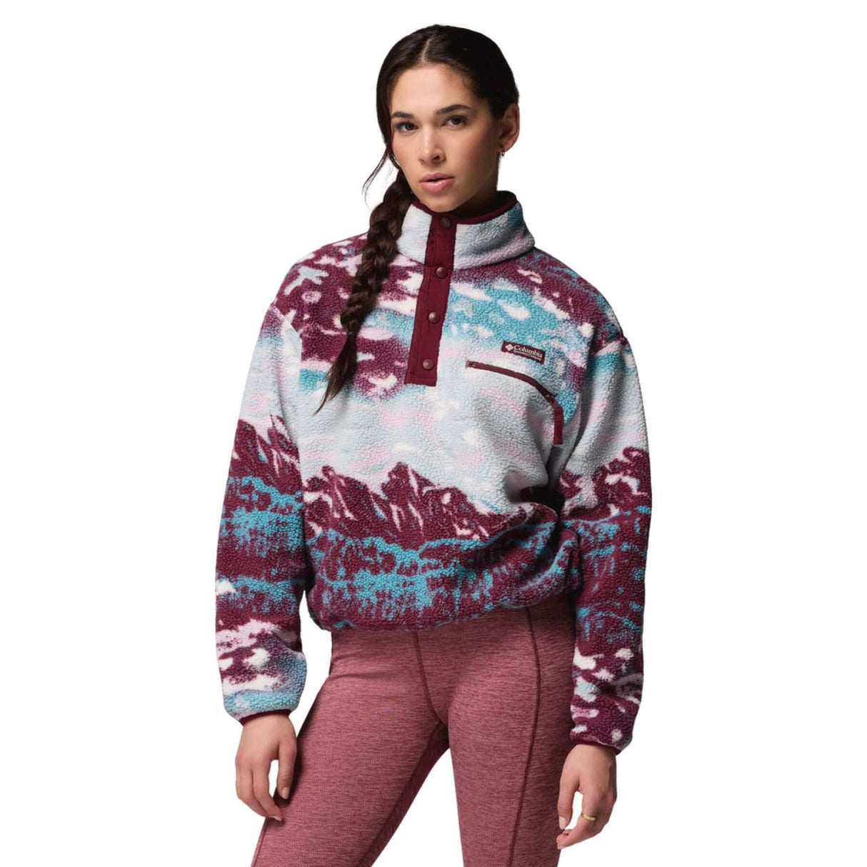 Columbia Women's Helvetia II Printed Cropped Half Snap Fleece Tobacco Sisters/Dark Stone / X-Small-Tobacco Sisters/Dark Stone / Small-Tobacco Sisters/Dark Stone / Medium-Tobacco Sisters/Dark Stone / Large-Tobacco Sisters/Dark Stone / X-Large #- 53 Degrees North