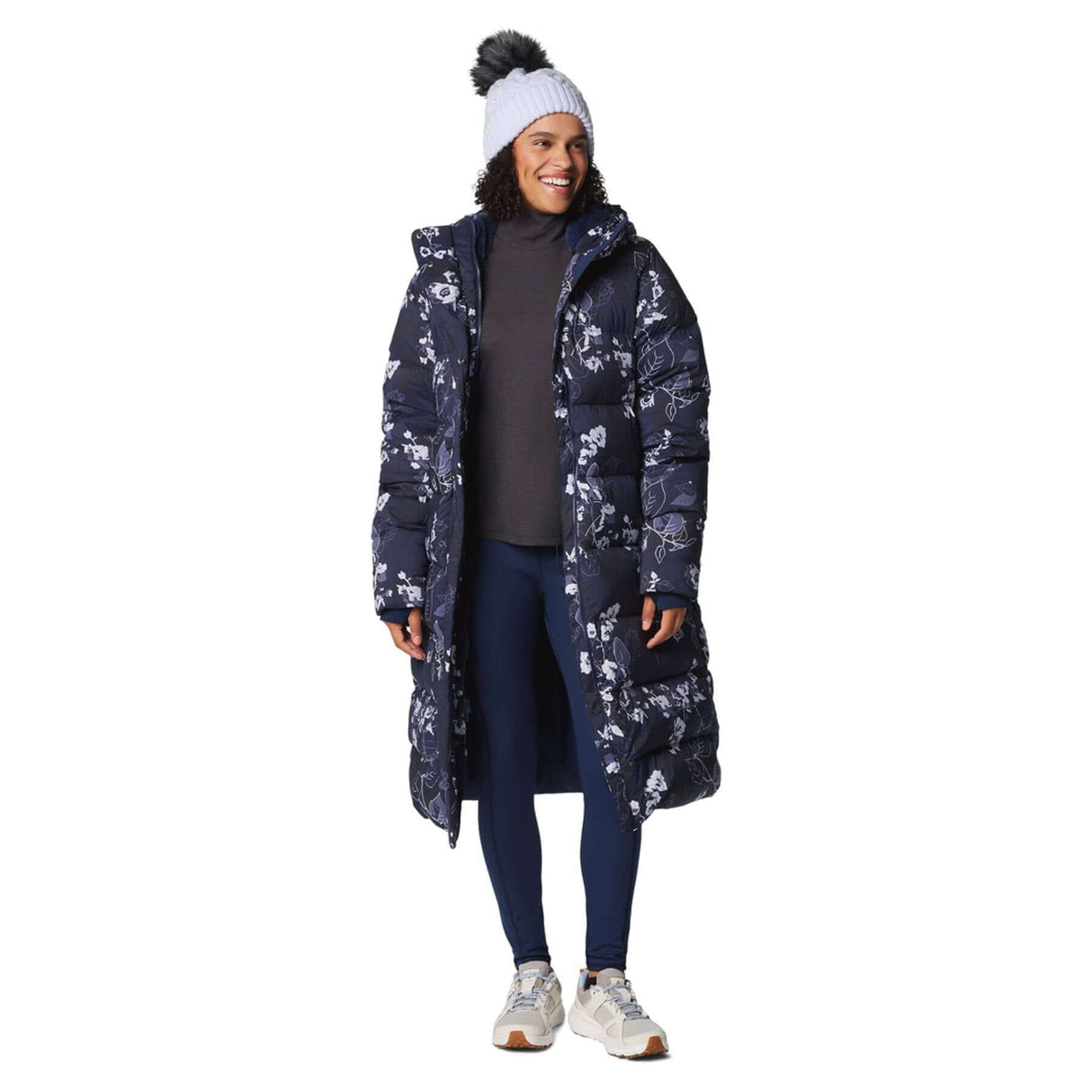 Columbia Women's Boundless Days Print Long Down Jacket Collegiate Navy Shadowvines Print / X-Small-Collegiate Navy Shadowvines Print / Small-Collegiate Navy Shadowvines Print / Medium-Collegiate Navy Shadowvines Print / Large-Collegiate Navy Shadowvines Print / X-Large #- 53 Degrees North