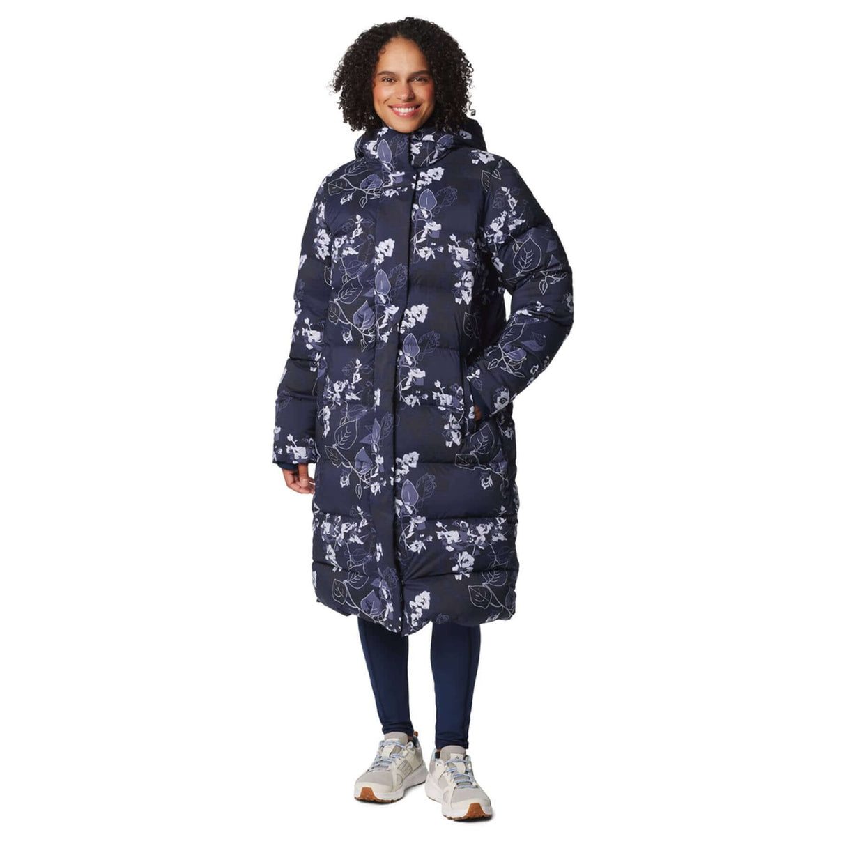 Columbia Women's Boundless Days Print Long Down Jacket Collegiate Navy Shadowvines Print / X-Small-Collegiate Navy Shadowvines Print / Small-Collegiate Navy Shadowvines Print / Medium-Collegiate Navy Shadowvines Print / Large-Collegiate Navy Shadowvines Print / X-Large #- 53 Degrees North