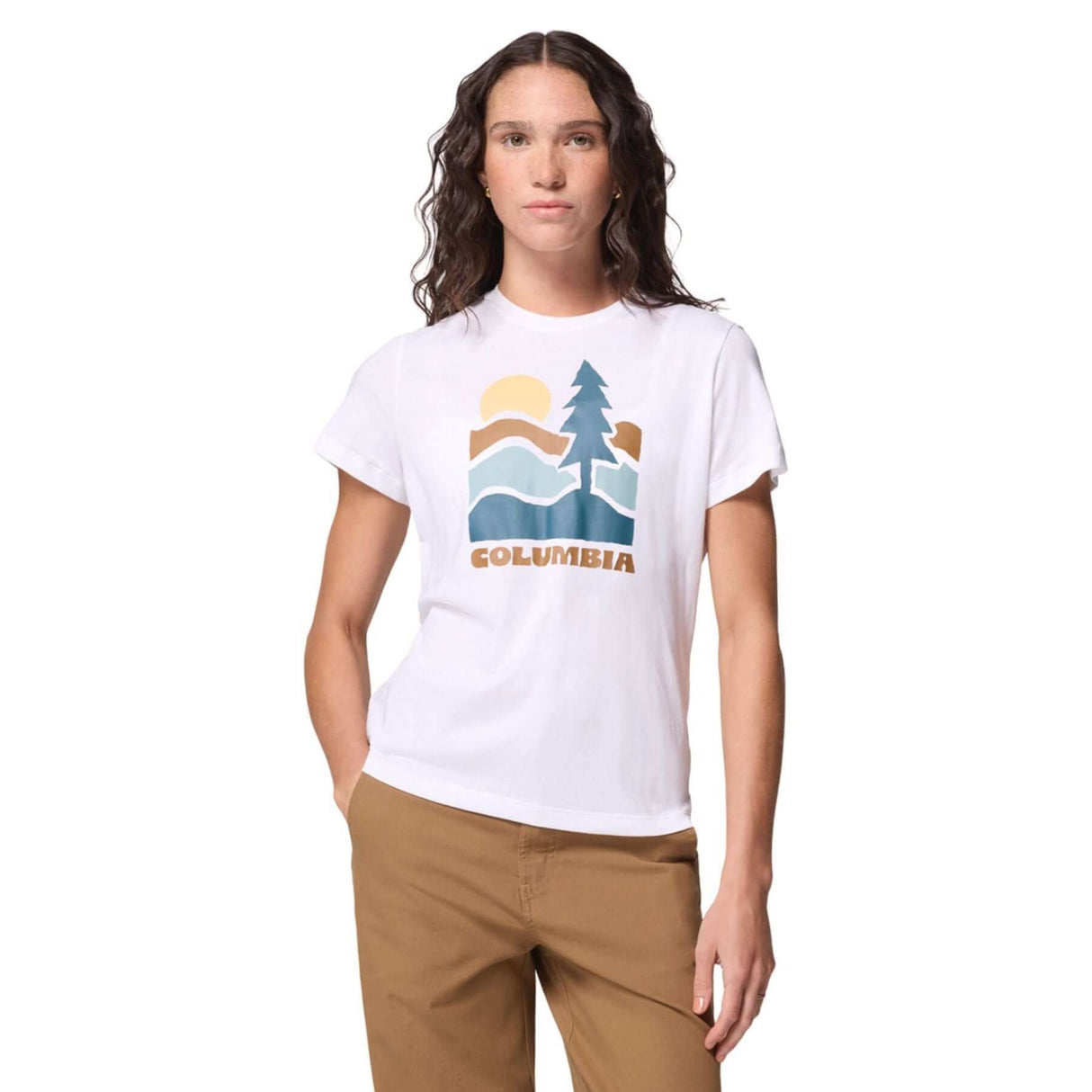 Columbia Women's Ruby Springs Graphic Fitted T-Shirt White/Get Hiked / X-Small-White/Get Hiked / Small-White/Get Hiked / Medium-White/Get Hiked / Large-White/Get Hiked / X-Large #- 53 Degrees North