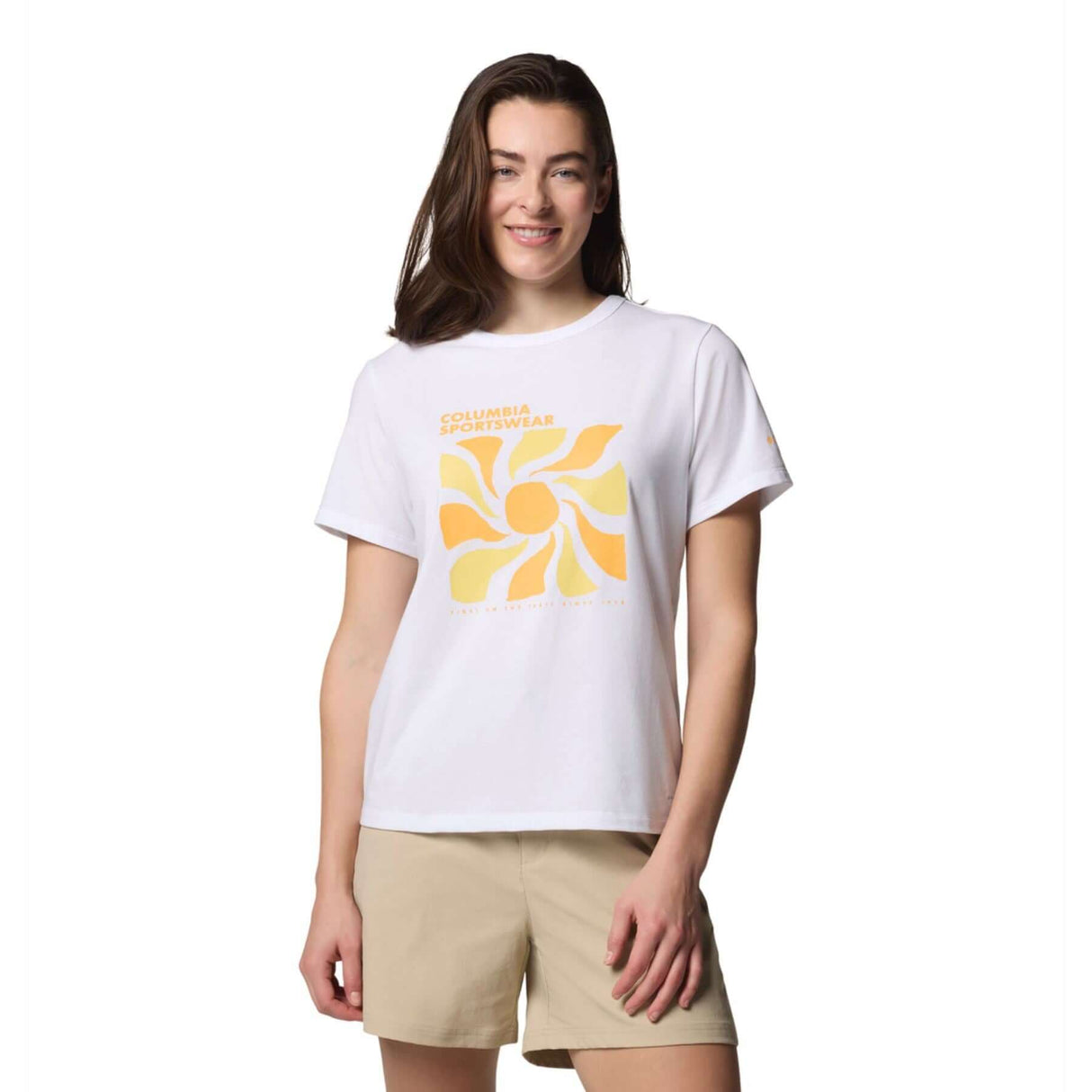 Columbia Women's Sun Trek Graphic T-Shirt Alpenglow/Wavy Rays / X-Small-Alpenglow/Wavy Rays / Small-Alpenglow/Wavy Rays / Medium-Alpenglow/Wavy Rays / Large-Alpenglow/Wavy Rays / X-Large #- 53 Degrees North