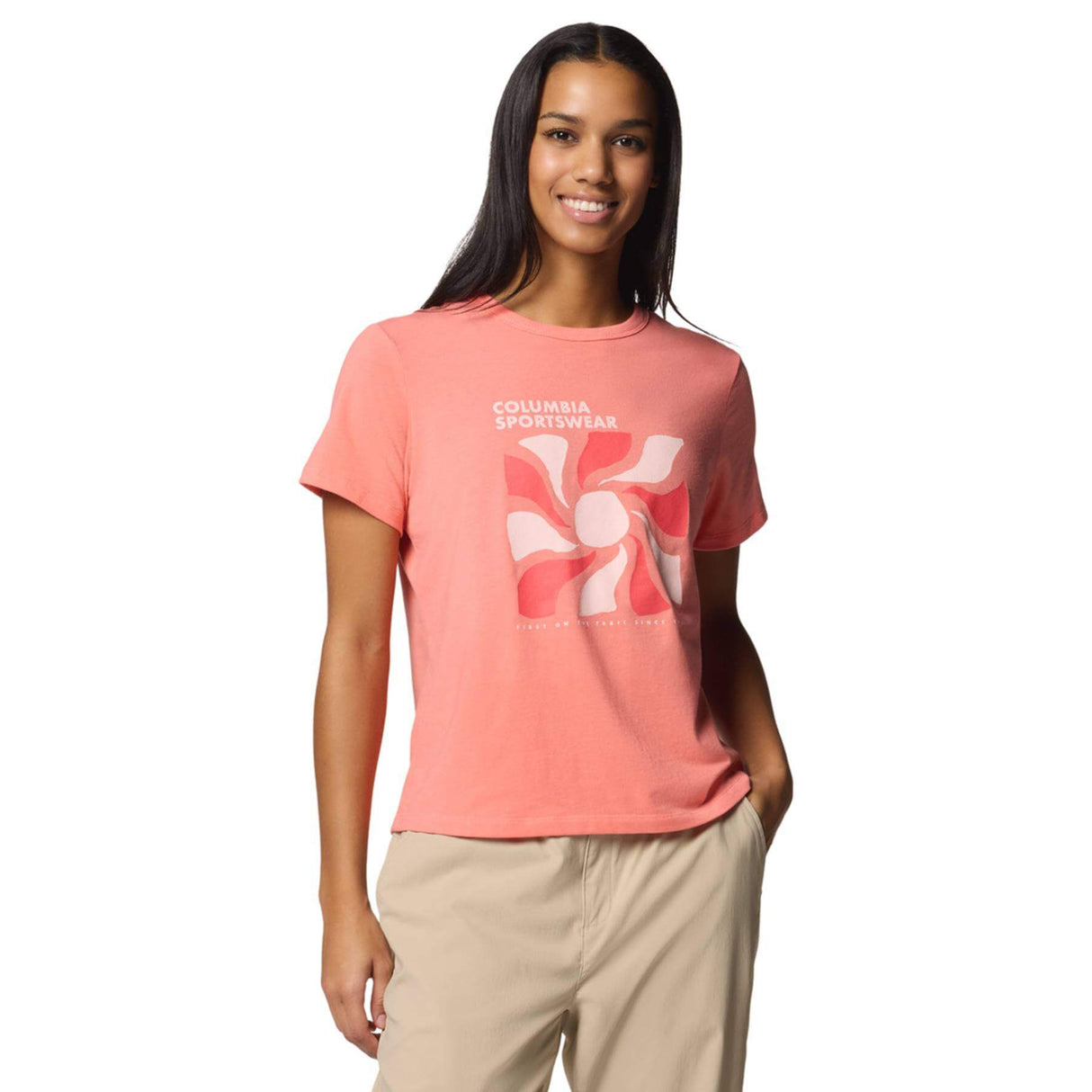 Columbia Women's Sun Trek Graphic T-Shirt Alpenglow/Wavy Rays / X-Small-Alpenglow/Wavy Rays / Small-Alpenglow/Wavy Rays / Medium-Alpenglow/Wavy Rays / Large-Alpenglow/Wavy Rays / X-Large #- 53 Degrees North