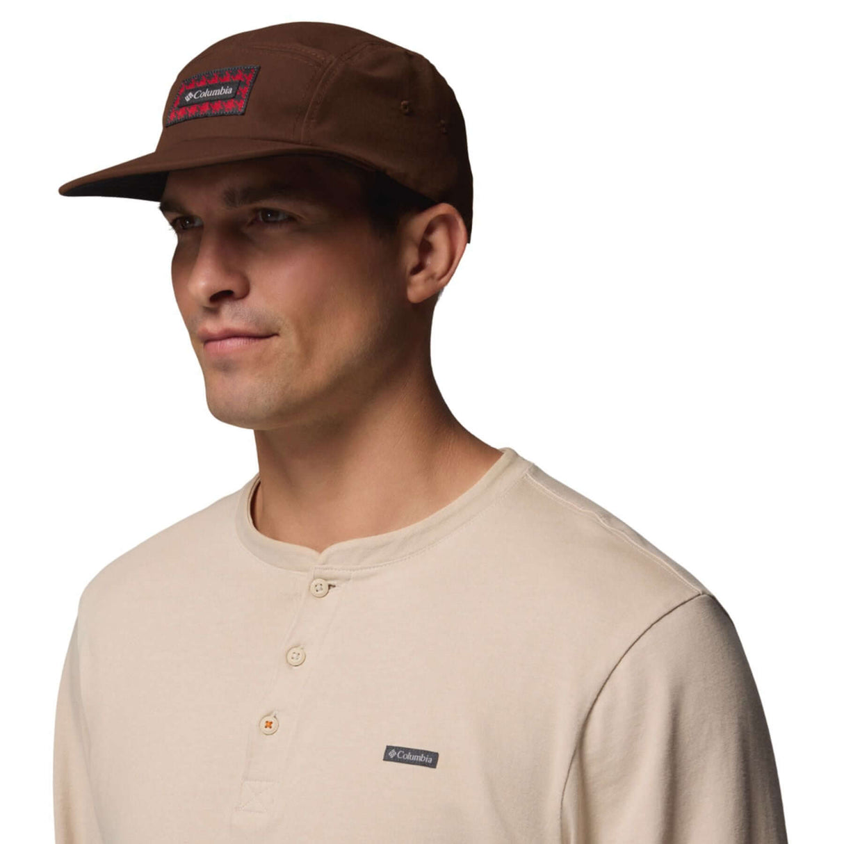 Columbia Creek Side 5 Panel Hat Tobacco/Houndstooth Patch-Rain Forest/Pinecone #- 53 Degrees North