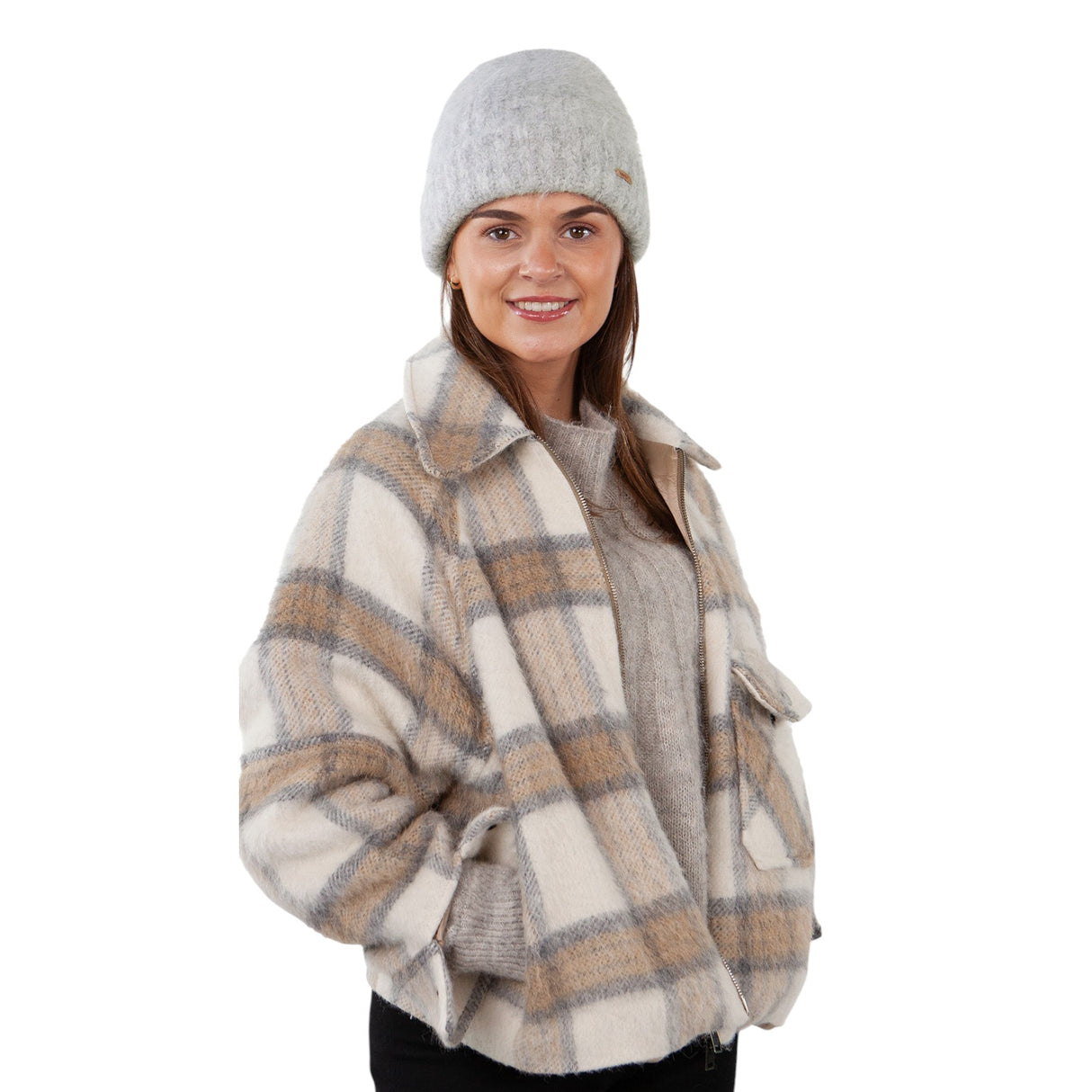 Barts Lillyana Alpaca Wool Beanie Heather Grey-Cobalt #- 53 Degrees North