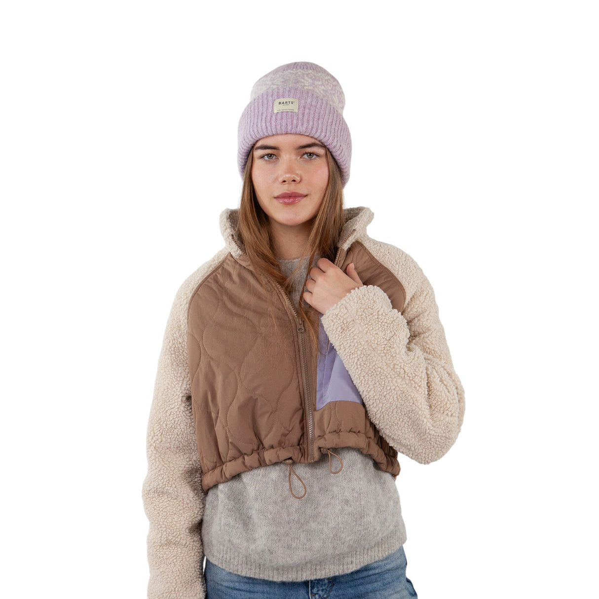 Barts Negomba Stretchy Beanie Heather Grey-Orchid #- 53 Degrees North