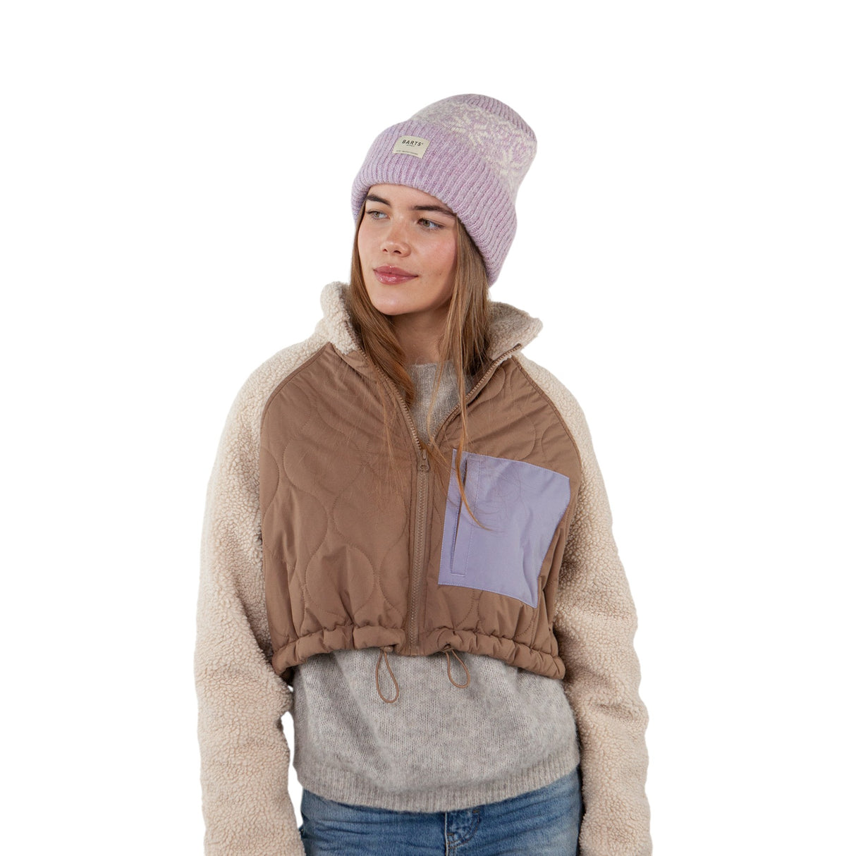 Barts Negomba Stretchy Beanie Heather Grey-Orchid #- 53 Degrees North