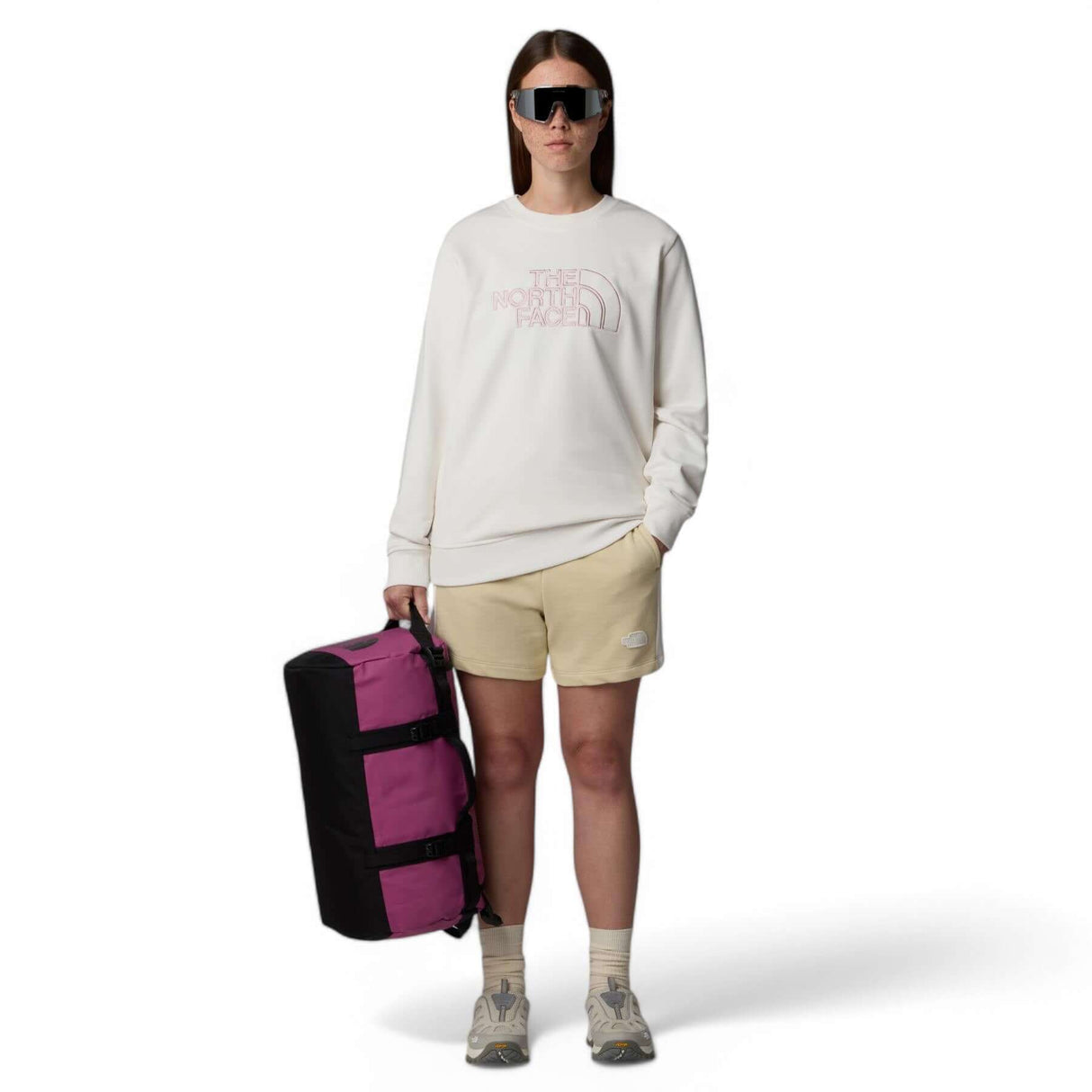 The North Face Women's Drew Peak Light Crew Sweater White Dune/Metal Pink / X-Small-White Dune/Metal Pink / Small-White Dune/Metal Pink / Medium-White Dune/Metal Pink / Large-White Dune/Metal Pink / X-Large #- 53 Degrees North