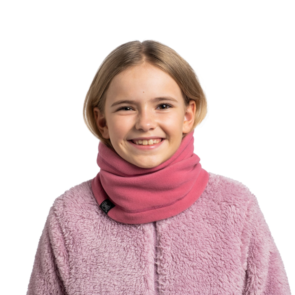 BUFF Kids' Polar Neck Warmer Solid Night Blue-Solid Tulip Pink - 53 Degrees North