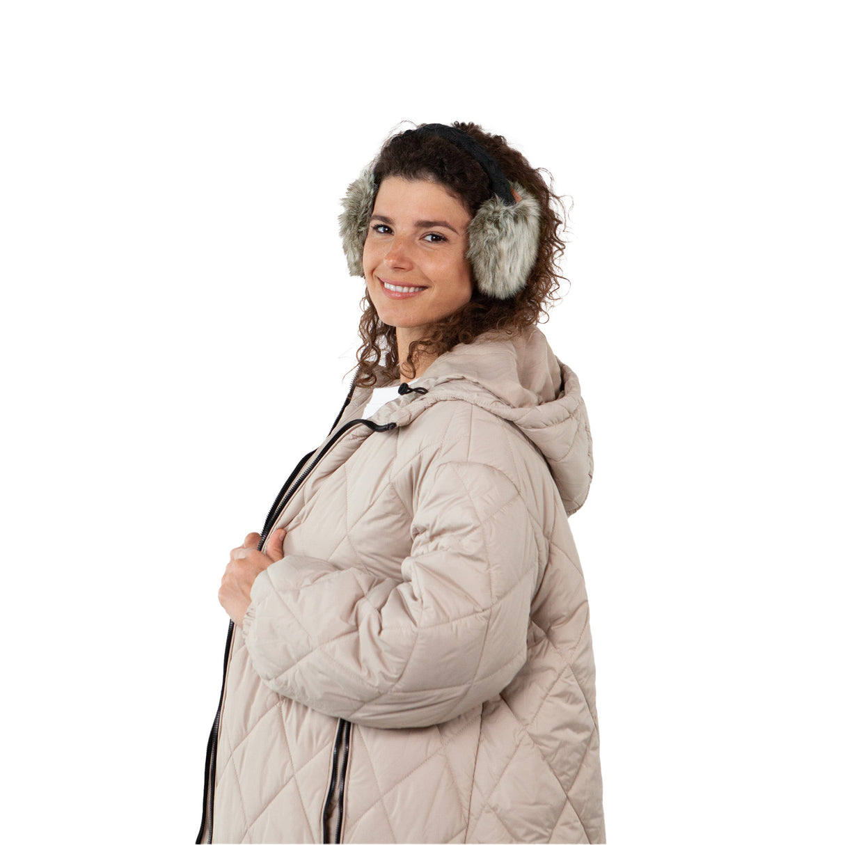 Barts Adjustable Faux Fur Earmuffs Black-Sand-Heather Brown - 53 Degrees North