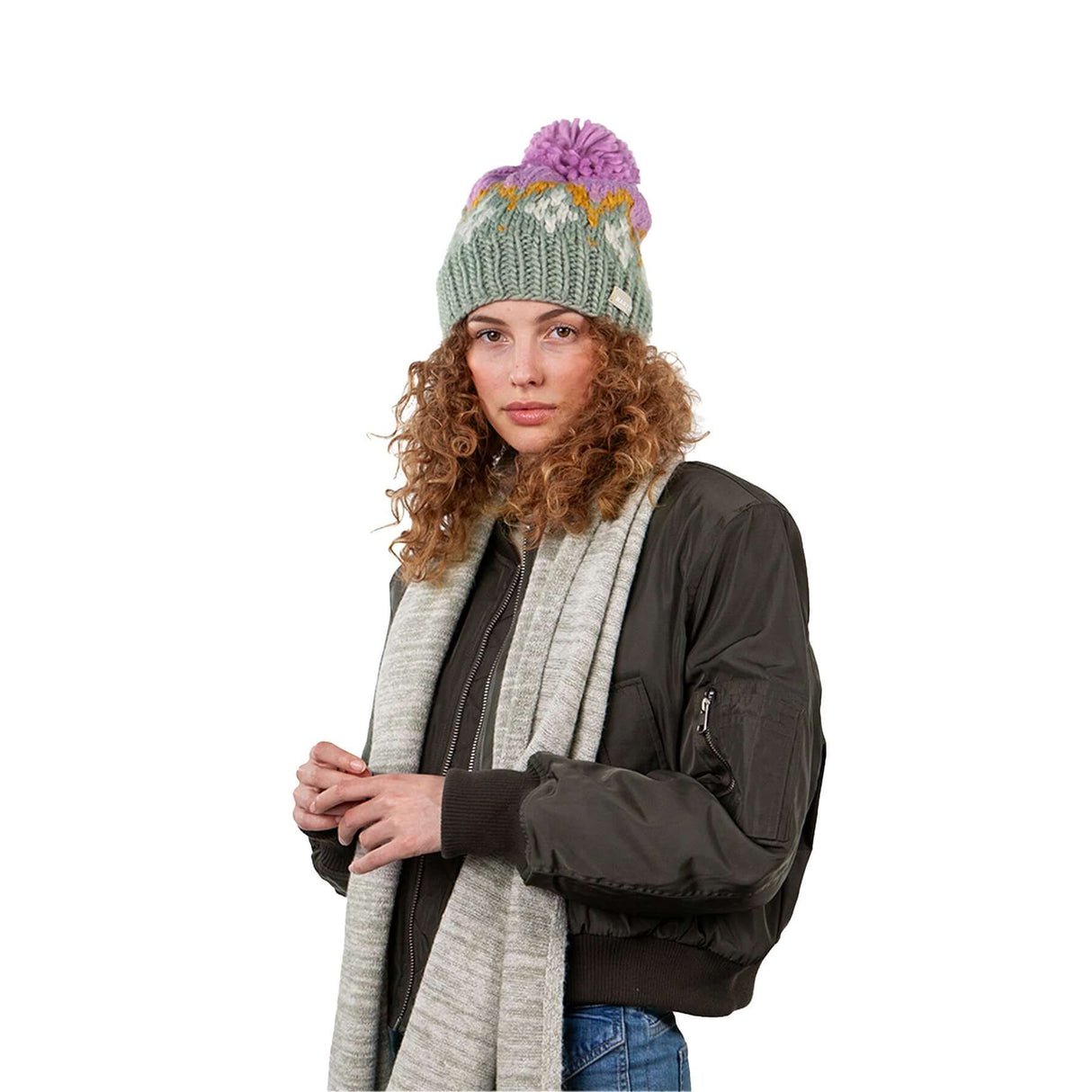 Barts Curley Beanie Pale Army-Violet-Berry-Beige - 53 Degrees North