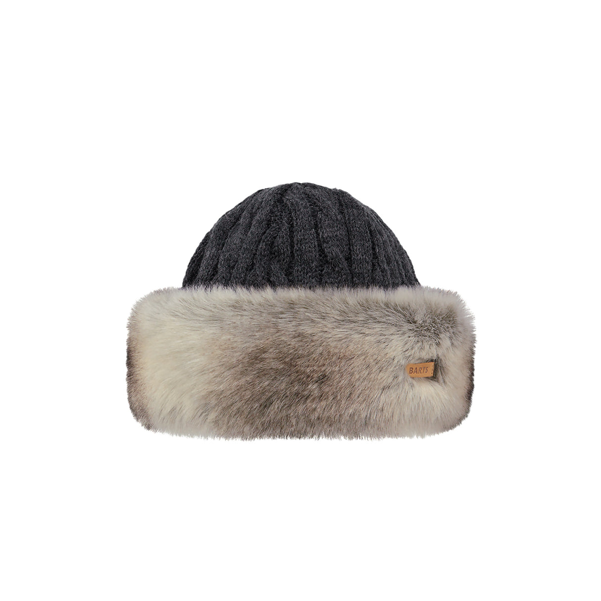 Barts Fur Cable Bandhat Black-White-Heather Brown - 53 Degrees North