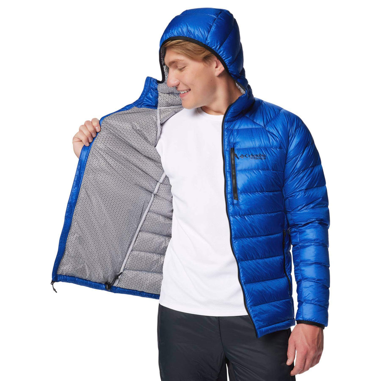 Columbia Men's Arctic Crest Down Hooded Jacket Nimbus Grey / Small-Nimbus Grey / Medium-Nimbus Grey / Large-Nimbus Grey / X-Large-Mountain Blue / Small - 53 Degrees North