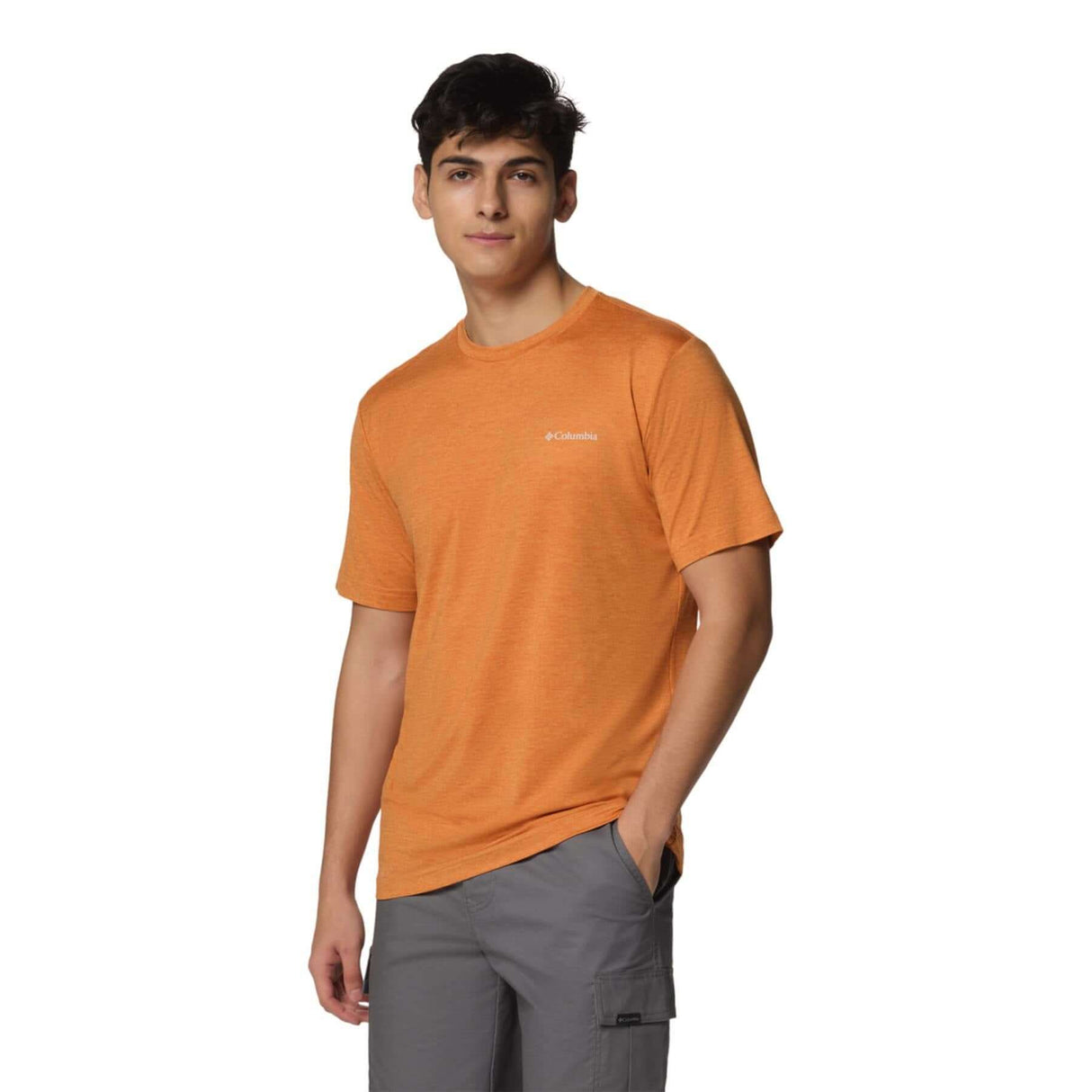 Columbia Men's Kwick Hike Technical Graphic T-Shirt Tuscan Heather/Planet Watch / Small - 53 Degrees North