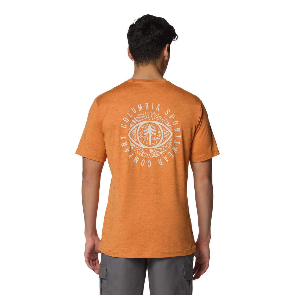 Columbia Men's Kwick Hike Technical Graphic T-Shirt Tuscan Heather/Planet Watch / Small - 53 Degrees North