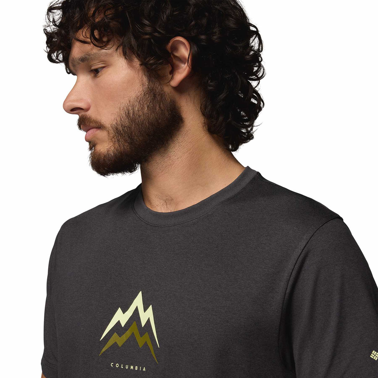 Columbia Men's Parsons Point T-Shirt Black Heather/Pointed Peaks / Small-Black Heather/Pointed Peaks / Medium-Black Heather/Pointed Peaks / Large-Black Heather/Pointed Peaks / X-Large-Black Heather/Pointed Peaks / XX-Large - 53 Degrees North