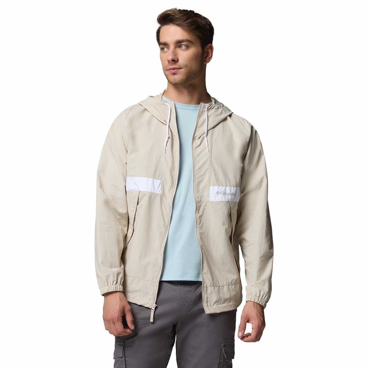 Columbia Men's Spire Valley Hooded Windbreaker Dark Stone/White / Small-Dark Stone/White / Medium-Dark Stone/White / Large-Dark Stone/White / X-Large-Dark Stone/White / XX-Large - 53 Degrees North