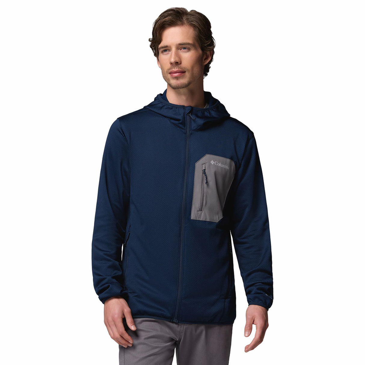 Columbia Men's Tall Heights Hooded Fleece Jacket Collegiate Navy/City Grey / Small - 53 Degrees North