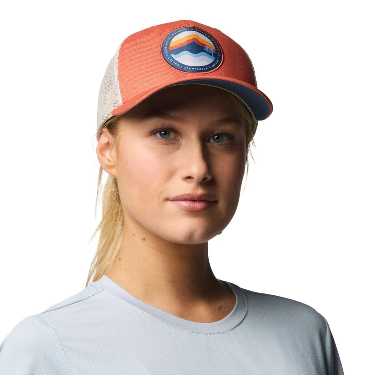 Columbia Mesh Snap Back Hat Black/Weld-River Blue/Black/Circular Landscape-Coll Navy/Columbia Grey/Mt Hood Circle-Tuscan/Dark Stone/Dark Mountain - 53 Degrees North