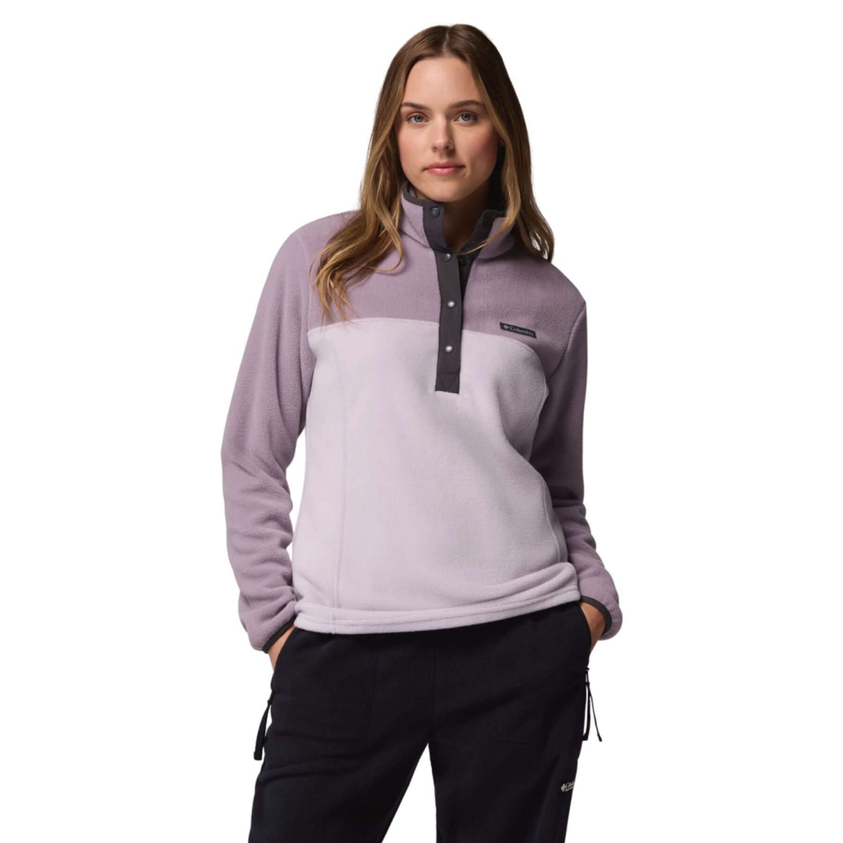 Columbia Women's Benton Springs 1/2 Snap Pullover Lavender Pearl/Share Purple/Shark / X-Small-Lavender Pearl/Share Purple/Shark / Small-Lavender Pearl/Share Purple/Shark / Medium-Lavender Pearl/Share Purple/Shark / Large-Lavender Pearl/Share Purple/Shark / X-Large - 53 Degrees North