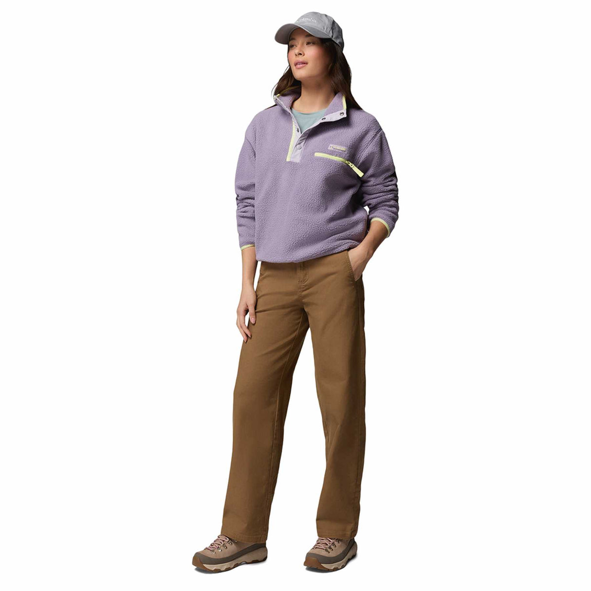 Columbia Women's Helvetia II Cropped Half Snap Fleece Pink Agate/Peppercorn/Flint Grey / X-Small-Pink Agate/Peppercorn/Flint Grey / Small-Pink Agate/Peppercorn/Flint Grey / Medium-Pink Agate/Peppercorn/Flint Grey / Large-Pink Agate/Peppercorn/Flint Grey / X-Large - 53 Degrees North