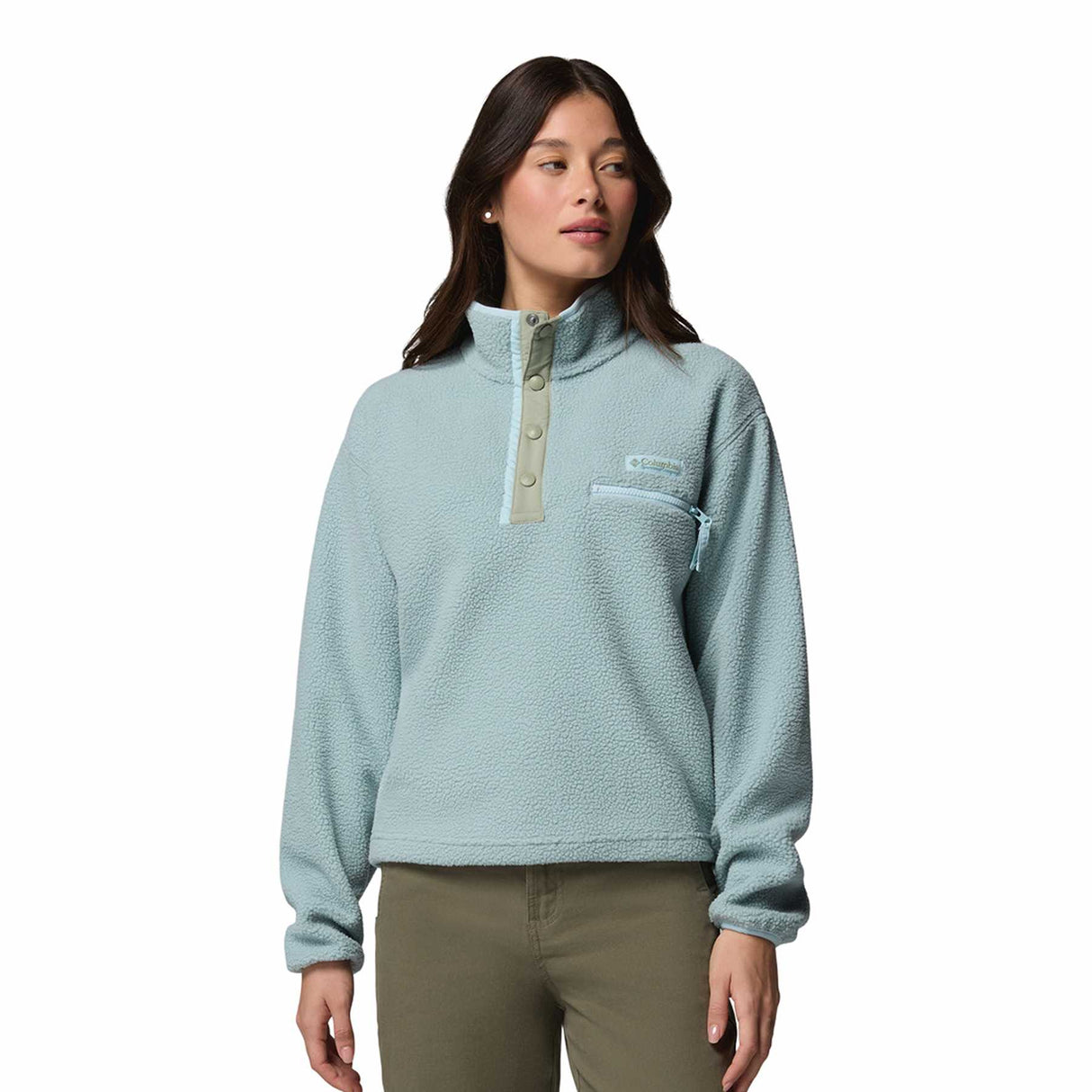 Columbia Women's Helvetia II Cropped Half Snap Fleece Pink Agate/Peppercorn/Flint Grey / X-Small-Pink Agate/Peppercorn/Flint Grey / Small-Pink Agate/Peppercorn/Flint Grey / Medium-Pink Agate/Peppercorn/Flint Grey / Large-Pink Agate/Peppercorn/Flint Grey / X-Large - 53 Degrees North