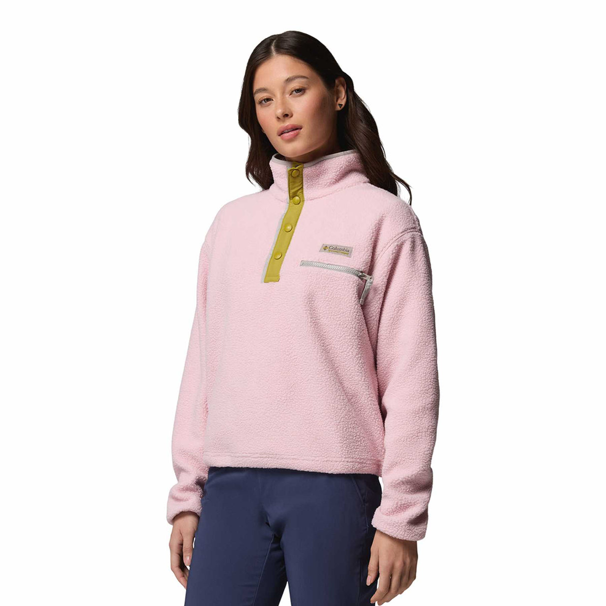Columbia Women's Helvetia II Cropped Half Snap Fleece Pink Agate/Peppercorn/Flint Grey / X-Small-Pink Agate/Peppercorn/Flint Grey / Small-Pink Agate/Peppercorn/Flint Grey / Medium-Pink Agate/Peppercorn/Flint Grey / Large-Pink Agate/Peppercorn/Flint Grey / X-Large - 53 Degrees North